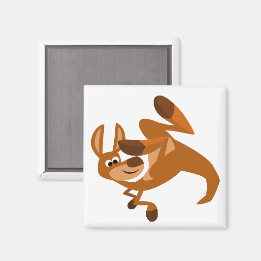Cute Cartoon Kangaroo's Somersault Magnet (Voorkant / Achterkant)