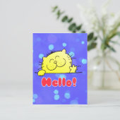 Cute Cartoon Kat Hallo Briefkaart (Staand voorkant)