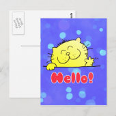 Cute Cartoon Kat Hallo Briefkaart (Voorkant / Achterkant)