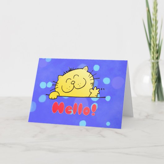 Cute Cartoon Kat Hallo Kaart (Voorkant)