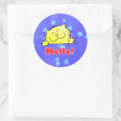 Cute Cartoon Kat Hallo Ronde Sticker (Tas)