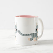 Cute Cartoon Kat Tweekleurige Koffiemok (Voorkant rechts)