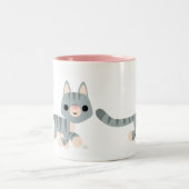Cute Cartoon Kat Tweekleurige Koffiemok (Center)