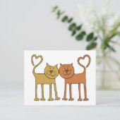 Cute Cartoon Katten met Tails gebogen om te harten Briefkaart (Staand voorkant)