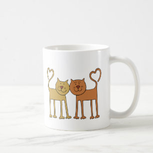 Cute Cartoon Katten met Tails gebogen om te harten Koffiemok