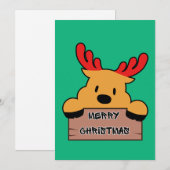 Cute Cartoon Kerst Rendier Platte Kerstkaart (Voorkant / Achterkant)
