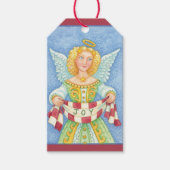 Cute Cartoon kerstengel Halo met Joy Banner Cadeaulabel (Voorkant)