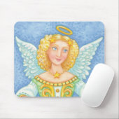 Cute Cartoon kerstengel Halo met Joy Banner Muismat (Met muis)