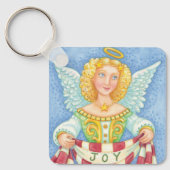 Cute Cartoon kerstengel Halo met Joy Banner Sleutelhanger (Voorkant)