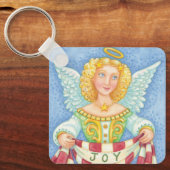 Cute Cartoon kerstengel Halo met Joy Banner Sleutelhanger (Voorkant)