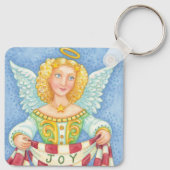 Cute Cartoon kerstengel Halo met Joy Banner Sleutelhanger (Achterkant)