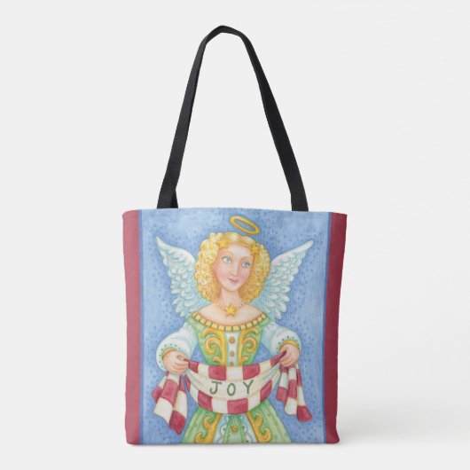 Cute Cartoon kerstengel Halo met Joy Banner Tote Bag (Achterkant)