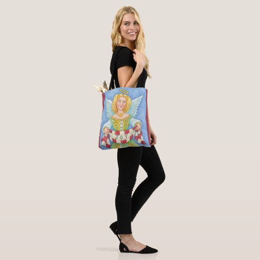 Cute Cartoon kerstengel Halo met Joy Banner Tote Bag (Op model)
