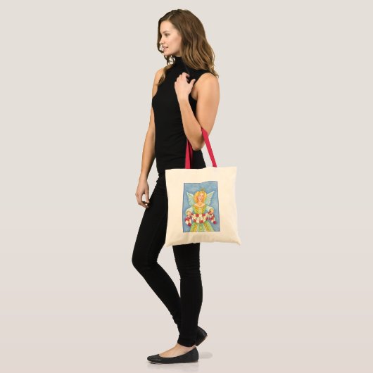 Cute Cartoon kerstengel Halo met Joy Banner Tote Bag (Voorkant (model))