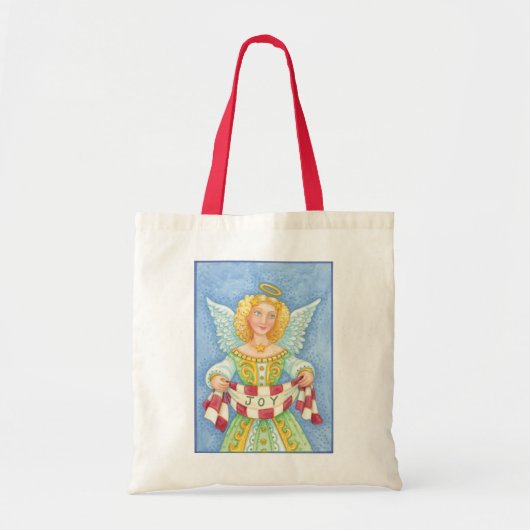 Cute Cartoon kerstengel Halo met Joy Banner Tote Bag (Voorkant)