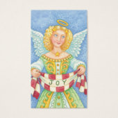 Cute Cartoon kerstengel Halo met Joy Banner Visitekaartjes (Voorkant)