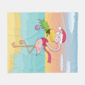 Cute cartoon kerstflamingo op het strand fleece deken (Voorkant (Horizontaal))
