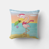Cute cartoon kerstflamingo op het strand kussen (Voorkant)