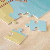 Cute cartoon kerstflamingo op het strand legpuzzel (Zijkant)