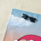 Cute cartoon kerstflamingo op het strand strandlaken (In situ)