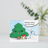 Cute cartoon-kerstkaart feestdagenkaart (Staand voorkant)