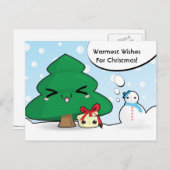 Cute cartoon-kerstkaart feestdagenkaart (Voorkant / Achterkant)