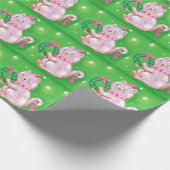 Cute Cartoon kerstkat Holding Wreated Cadeaupapier (Hoek)