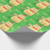 Cute Cartoon kerstkat met Santa Hat Cadeaupapier (Hoek)