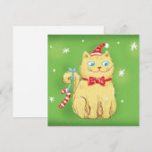 Cute Cartoon kerstkat met Santa Hat Feestdagenkaart (Voorkant / Achterkant)