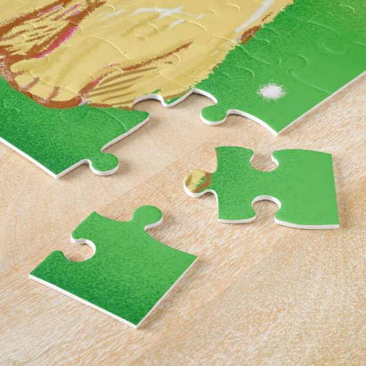 Cute Cartoon kerstkat met Santa Hat Legpuzzel (Zijkant)