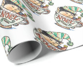 Cute Cartoon Kerstmis Elf Slaapend in een thea Cup Cadeaupapier (Rol Hoek)