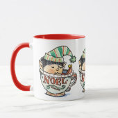 Cute Cartoon Kerstmis Elf Slaapend in een thea Cup Mok (Links)