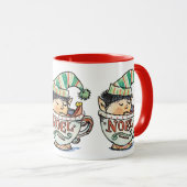 Cute Cartoon Kerstmis Elf Slaapend in een thea Cup Mok (Voorkant rechts)