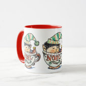 Cute Cartoon Kerstmis Elf Slaapend in een thea Cup Mok (Voorkant links)