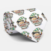 Cute Cartoon Kerstmis Elf Slaapend in een thea Cup Stropdas (Opgerold)