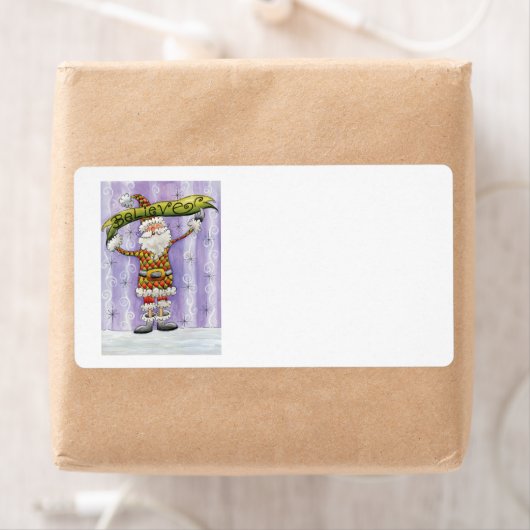 Cute Cartoon Kerstmis, geloof ik in Santa Claus Etiket (Insitu)