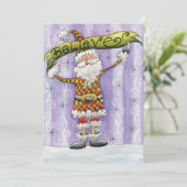 Cute Cartoon Kerstmis, geloof ik in Santa Claus Feestdagenkaart (Staand voorkant)