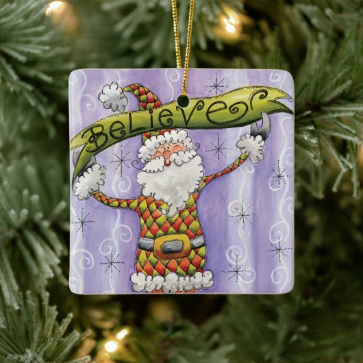 Cute Cartoon Kerstmis, geloof ik in Santa Claus Keramisch Ornament (Boom)