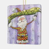 Cute Cartoon Kerstmis, geloof ik in Santa Claus Keramisch Ornament (Links)