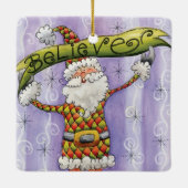 Cute Cartoon Kerstmis, geloof ik in Santa Claus Keramisch Ornament (Achterkant)