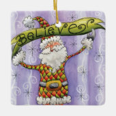 Cute Cartoon Kerstmis, geloof ik in Santa Claus Keramisch Ornament (Voorkant)