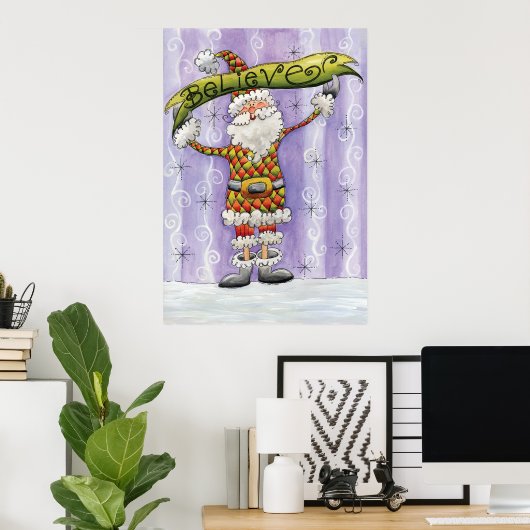 Cute Cartoon Kerstmis, geloof ik in Santa Claus Poster (Thuiskantoor)