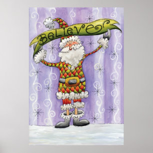 Cute Cartoon Kerstmis, geloof ik in Santa Claus Poster