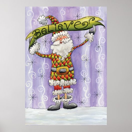 Cute Cartoon Kerstmis, geloof ik in Santa Claus Poster (Voorkant)