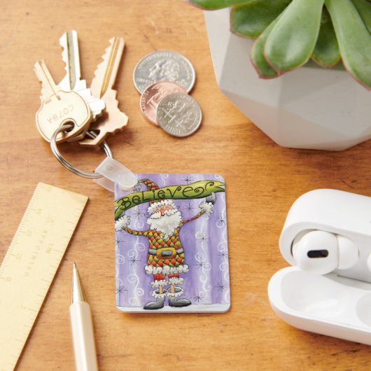 Cute Cartoon Kerstmis, geloof ik in Santa Claus Sleutelhanger (Bureau)