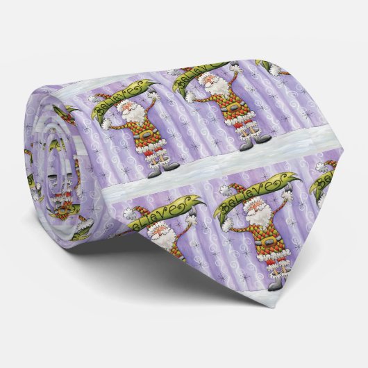 Cute Cartoon Kerstmis, geloof ik in Santa Claus Stropdas (Opgerold)