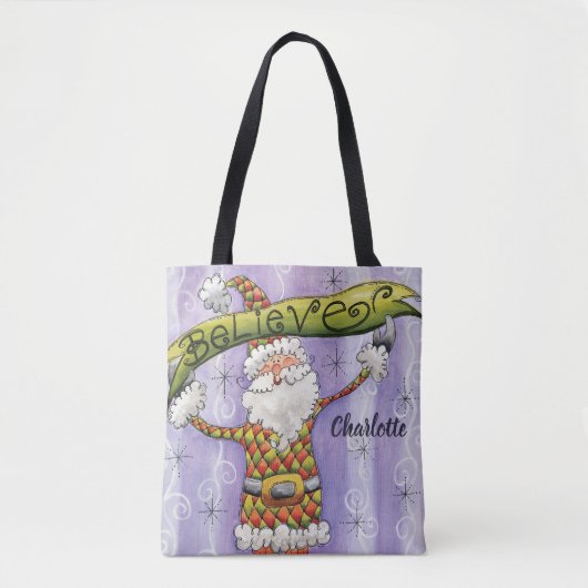 Cute Cartoon Kerstmis, geloof ik in Santa Claus Tote Bag (Voorkant)
