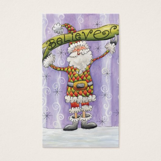 Cute Cartoon Kerstmis, geloof ik in Santa Claus Visitekaartje (Voorkant)