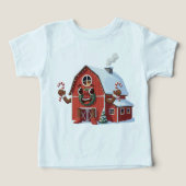 Cute Cartoon Kerstmis Rode Schuur - Festelijke Boe (Design voorkant)