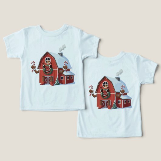 Cute Cartoon Kerstmis Rode Schuur - Festelijke Boe (Ontwerp Voorkant & Achterkant)